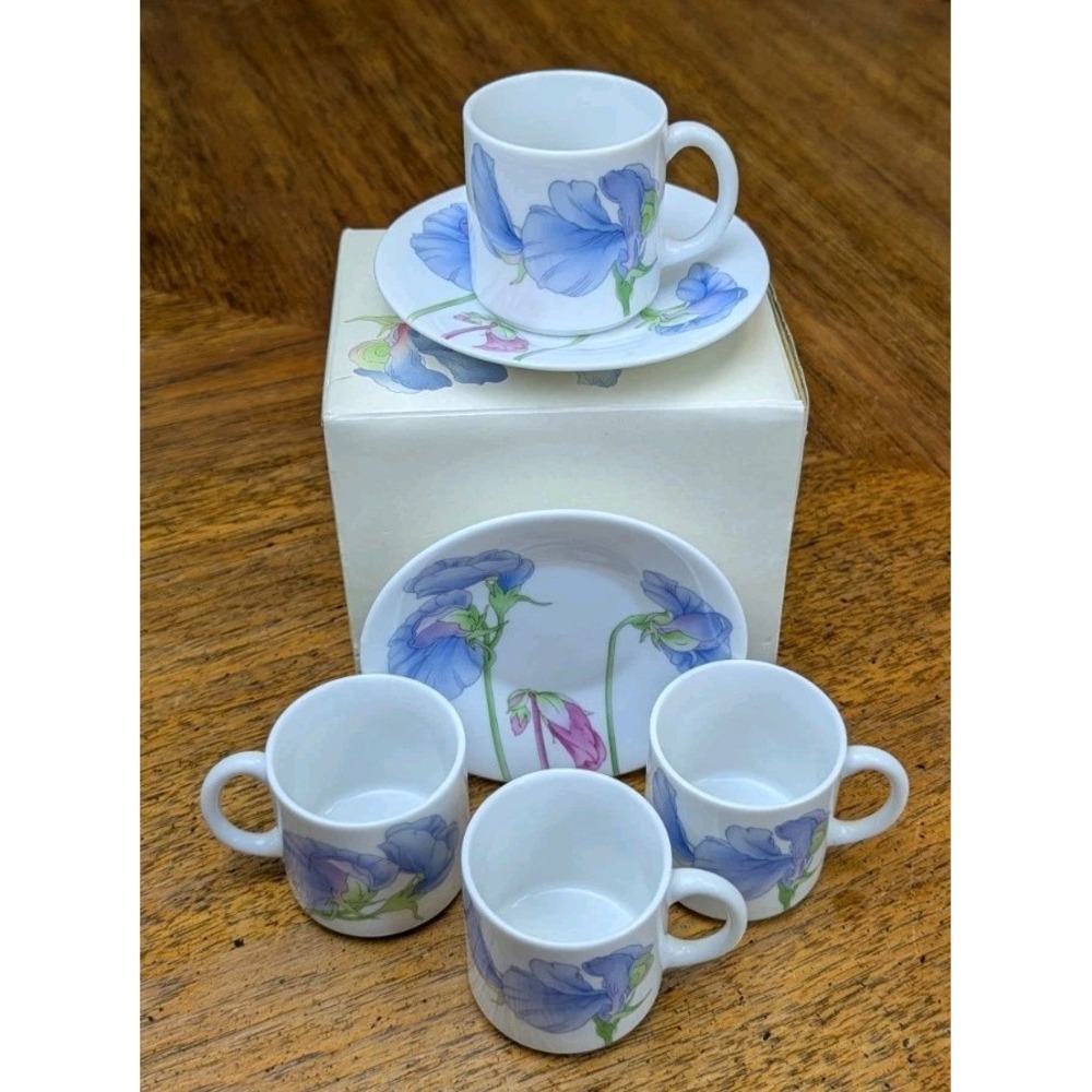 4 Cups 2 Plates Toscany Collection VIOLA Porcelain Plate Iris Japan -2 Full Sets